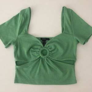 🍏Green O-ring forever 21 cutout crop top